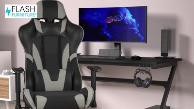 Flash Furniture X40 Gaming Chair Racing Computer Chair With Fully Reclining  Back/arms And Transparent Roller Wheels, Slide-out Footrest : Target