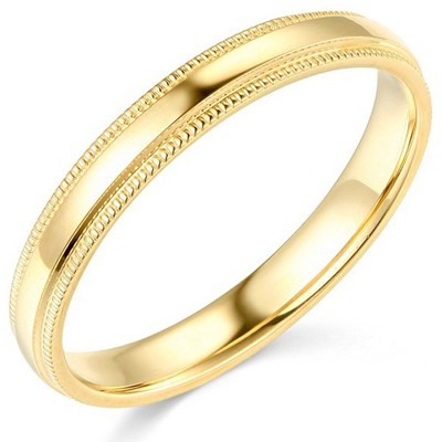 Pompeii3 4mm Milgrain Plain High Polished Dome Wedding Band 10k White, Yellow, Rose Gold