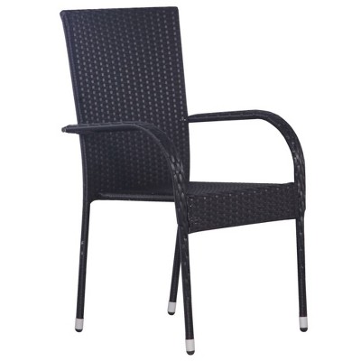 vidaXL Poly Rattan Dining Chairs- Stackable, Weather-Resistant & Easy Clean- Ideal for Patio and Terrace, Black