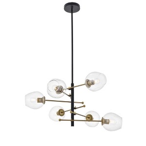 Elegant Lighting Paragon 6 light Matte Black and Brass Pendant - 1 of 4
