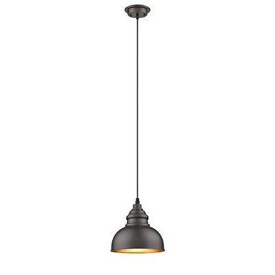 Chloe Lighting IRONCLAD Industrial-Style 1 Light Rubbed Bronze Ceiling Mini Pendant 8" Wide