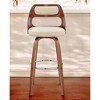 HomeRoots 30" Cream and Brown Faux Leather Swivel Bar Chair - 2 of 4