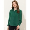 Allegra K Women's Chiffon Point Collar Long Sleeve Button Down Shirt - 2 of 4