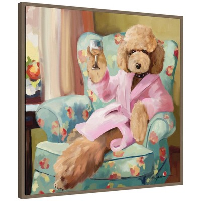 Kate & Laurel All Things Decor 30"x30" Sylvie Cheers To Me Framed Canvas by Mary Sparrow Gold