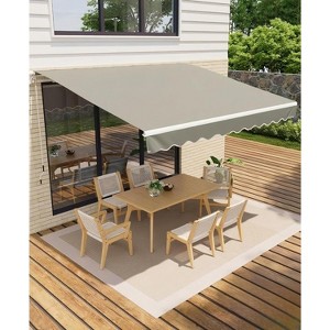 Retractable Awnings for Patio, Manual Patio Awning, Fade and Tear Resistant Fabric,Crank Handle, for Patio, Deck, Garden - 1 of 4