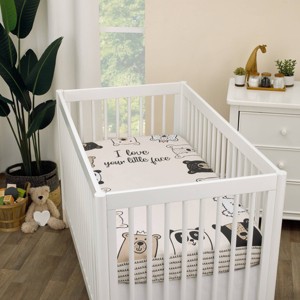 NoJo I Love Your Little Face Bears 100% Cotton Photo Op Nursery Fitted Crib Sheet - White - 1 of 4