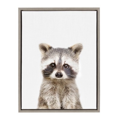 18" x 24" Sylvie Raccoon Framed Canvas by Amy Peterson Gray - Kate and Laurel