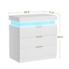 TIRAMISUBEST Nightstand with Sliding Charger & LED Lights, Modern Tech Hub for Bedrooms - 2 of 4
