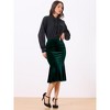Allegra K Women's Feminine Retro Bodycon High Waist Velvet Fishtail Skirt - 3 of 4