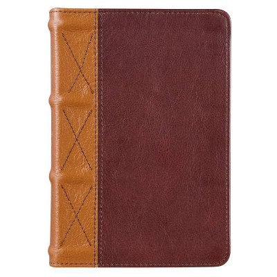 KJV Large Print Compact Bible Two-Tone Toffee/Brandy Full Grain Leather - (Leather Bound)