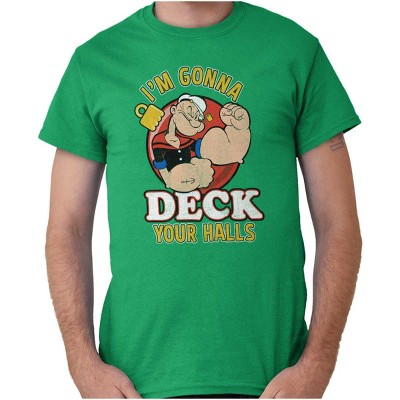 Popeye Deck Your Halls Christmas Graphic T Shirt Men or Women Brisco Brands