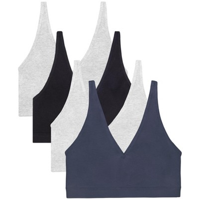 Smart & Sexy Women's Comfort Cotton Plunge Bralette 4 Pack  Grey/Black/Grey/Navy Highlight XL