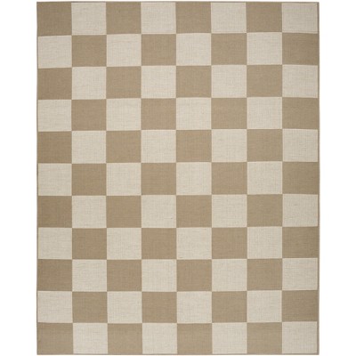 Nourison Washable Modern Jute Checkered Geometric Non-Skid Indoor Area Rug