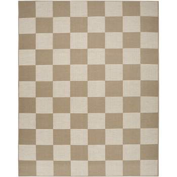 Nourison Washable Modern Jute Checkered Geometric Non-Skid Indoor Area Rug Natural Ivory 5'3"x7'3"