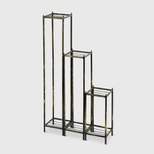 3pc Iron Square Plant Stands Black/Gold - Ore International
