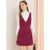 Allegra K Women's Corduroy Mini V Neck Vintage A-Line Bib Overall Pinafore Skirts - 3 of 4