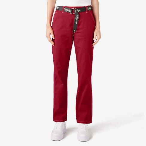 Dickies Women's Relaxed Fit Carpenter Pants, English Red (ER)