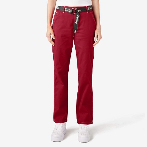 Dickies Women's Relaxed Fit Carpenter Pants, English Red (er), : Target