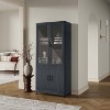 Manhattan Comfort 67.6" Jodie Bookcase with 6 Adjustable Shelves and Tempered Glass Doors - 2 of 4