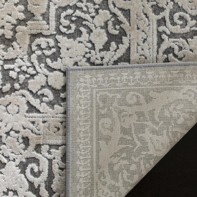 Elegant Reflection Dark Grey/Cream Synthetic Runner Rug 2'3" x 12'