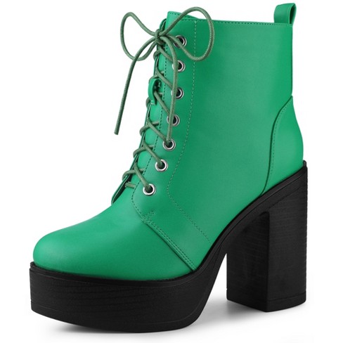 Leather high clearance heel combat boots