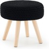 SEVOBAL Ottomans and Benches Modern Knitted Round Ottoman Multifunctional Cotton Vanity Stool and Footrest for Living Room, Black, - 3 of 4
