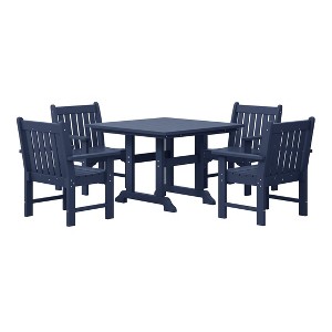 WestinTrends Malibu 5-Piece HDPE Outdoor Patio Chair and Square Table Dining Set - 1 of 4