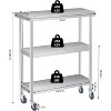 3-Tier Stainless Steel Table, 18x36x34 Inch, 2 Undershelves & Gloves, Commercial Workstation for Kitchen, Laundry, Garage - 2 of 4