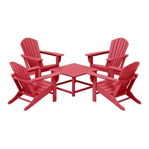 WestinTrends Dylan 5-Piece Outdoor Patio HDPE Adirondack Chair With Square Coffee Table Conversation Set - 1 of 4