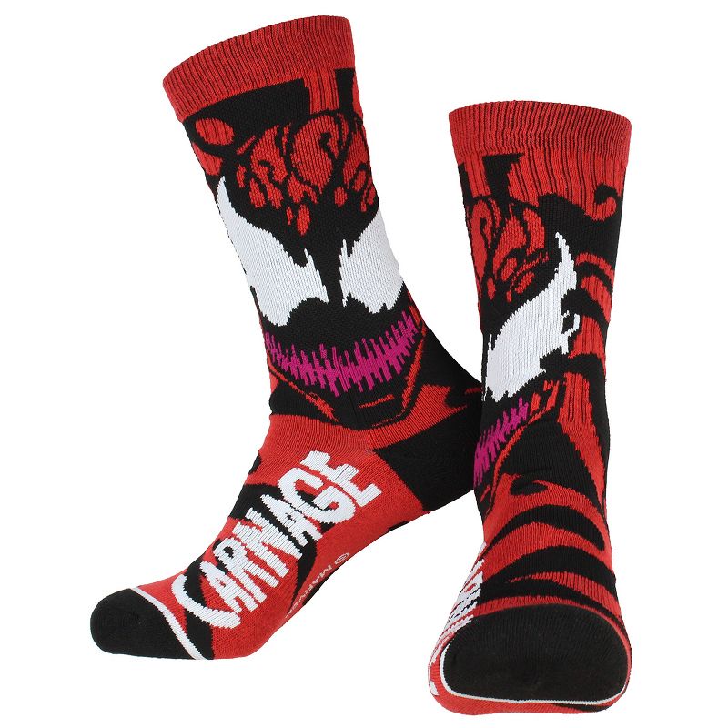 Marvel Carnage Supervillian Adult Crew Socks 1 Pair Red, 5 of 6