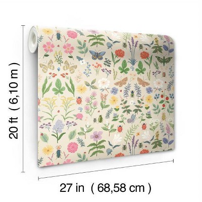 Cream Multicolor Floral Peel and Stick Wallpaper