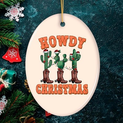 Howdy Christmas Cactus and Western Boot Ornament, Cowboy West Theme| OrnamentallyYou