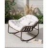 Outdoor Papasan Rocking Chair, Oversized Wicker Lounge Chair with Cushion and Metal Frame, for Balcony Backyard Porch Bedroom, White - 4 of 4