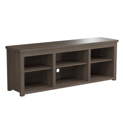 6 Cubby TV Stand for TVs up to 80&#34; Espresso - Merrick Lane: Engineered Wood Media Console with Adjustable Shelves