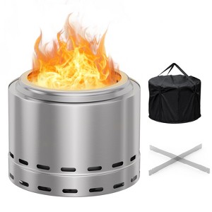 19.5" Smokeless Fire Pit, Portable Outdoor Firepit, Wood Burning Fireplaces, Low Smoke Bonfire for Camping, Patio and Outside - 1 of 4