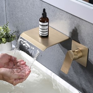 PAGED Wall Mount Bathtub Faucet Single Handle Modern Sink Faucet with Rough in Valve High Flow Filler Waterfall Tub Spout - 1 of 4