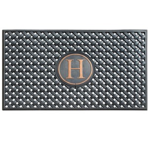 A1HC Natural Rubber Large Monogrammed Door Mat 24" x 39" Scrapes Shoes Clean of Dirt & Grime Doormat - 1 of 4