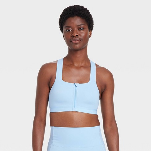 Women s Sculpt High Support Zip front Sports Bra All In Motion Light Blue 36d Target