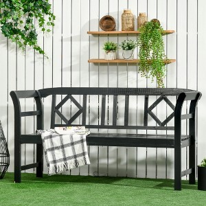 VYNXARIA Outsunny Wooden Patio Bench - 3-Person Garden Bench with Rustic Diamond Pattern - 1 of 4