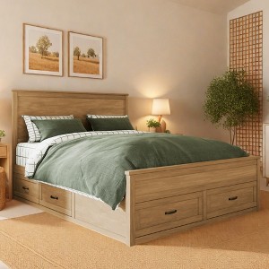 Merax Modern Queen Size Wood Storage Bed Frame with 6 Drawers - 1 of 4