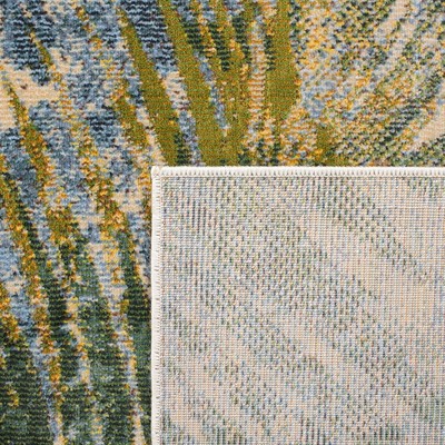 Lillian Blue and Green Floral Synthetic Area Rug