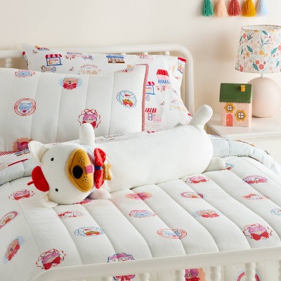 Frenchie Kids' Long Weighted Plush Throw Pillow Cream - Pillowfort