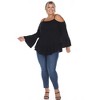 Plus Size Cold Shoulder Ruffle Sleeve Top -White Mark - 4 of 4
