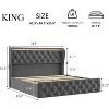 Whizmax Bed Frame with Charging Station and 4 Storage Drawers, Upholstered Platform Bed Frame with Wingback Headboard, Button Tufted, Velvet, Gray - 2 of 4