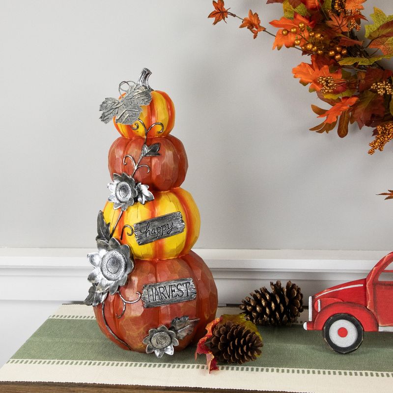 Northlight 18.25” Stacked Pumpkins 'Happy Harvest' Fall Outdoor Decoration, 2 of 7