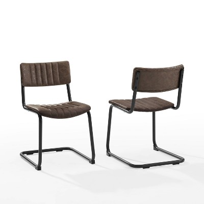 racket commentator account Set Of 2 Conrad Cantilever Dining Chairs Distressed Mocha/black - Crosley :  Target