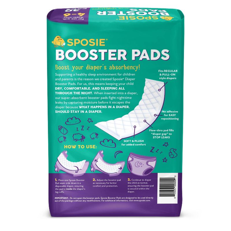 Sposie Booster Pads for Overnight Diaper Leak Protection - 180ct, 3 of 8