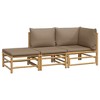 vidaXL 3-Piece Lounge Set with Bamboo Material and Taupe Cushions - Durable, Comfortable, and Adjustable Outdoor Furniture for Patio - 3 of 4