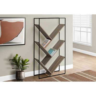 TOAOTBNBO 5-Tier Bookshelf with Slanted Shelves, V-shaped Metal Storage Bookcase Living Room High Slim Book Shelf