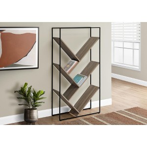 TOAOTBNBO 5-Tier Bookshelf with Slanted Shelves, V-shaped Metal Storage Bookcase Living Room High Slim Book Shelf - 1 of 4